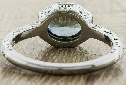 Platinum Hand Etched Green Sapphire Custom