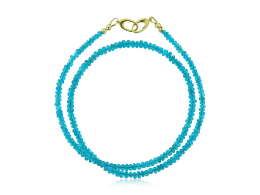 Neon Blue Apatite Gold Necklace