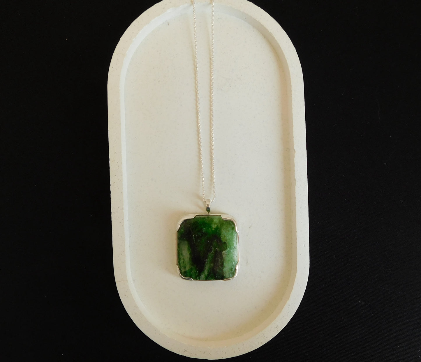 Nephrite Jade Silver Pendant