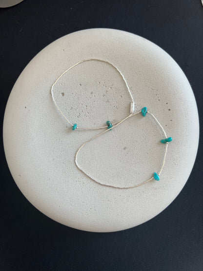 Liquid Silver Necklace with Turquoise Nuggets