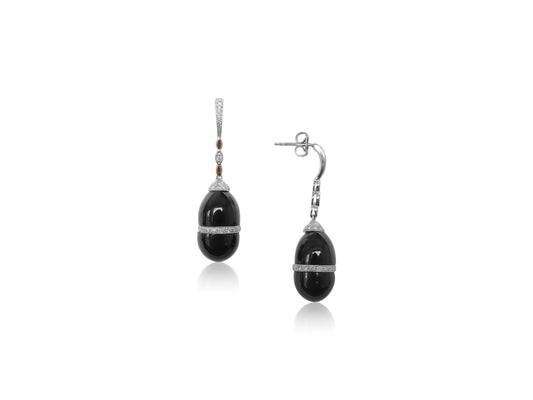 Art Deco Onyx Diamond Earrings