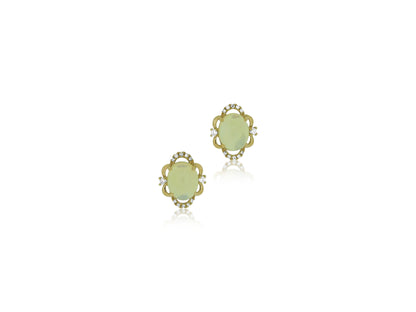 Opal Diamond Rose Gold Scalloped Earrings