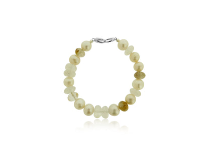 Pearl, Moonstone and Rutile bracelet