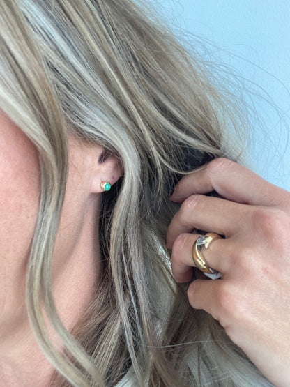 Petite Chrysoprase Bezel Earrings