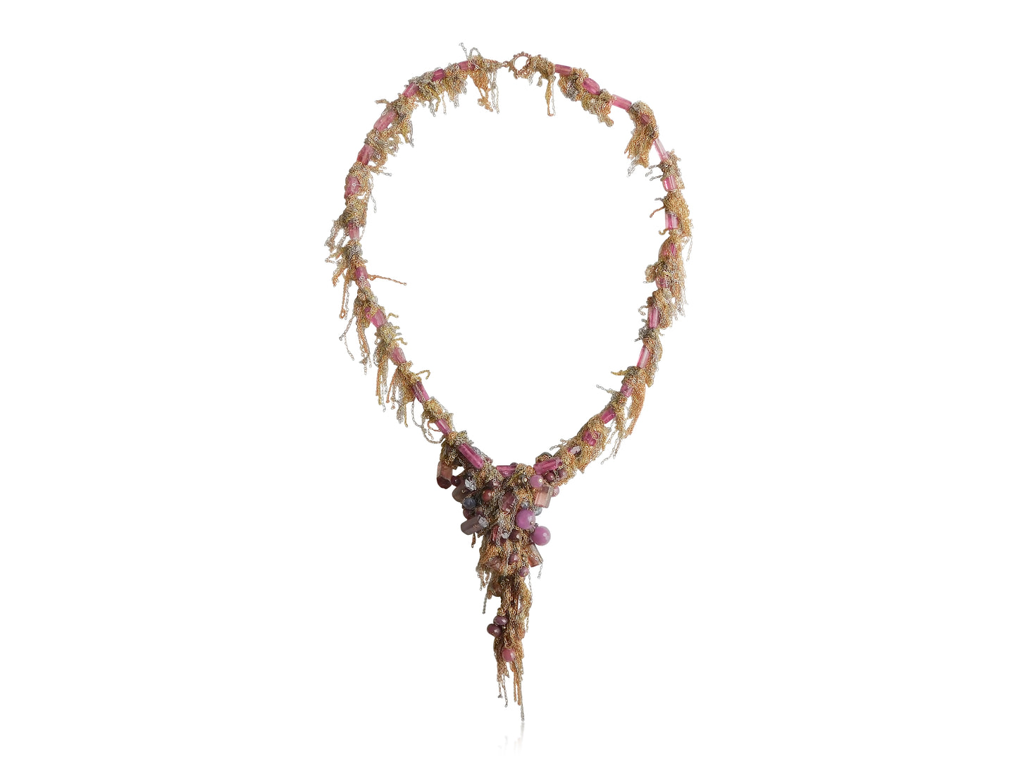 Ruby, Sapphire, and Tourmaline Fringe Necklace