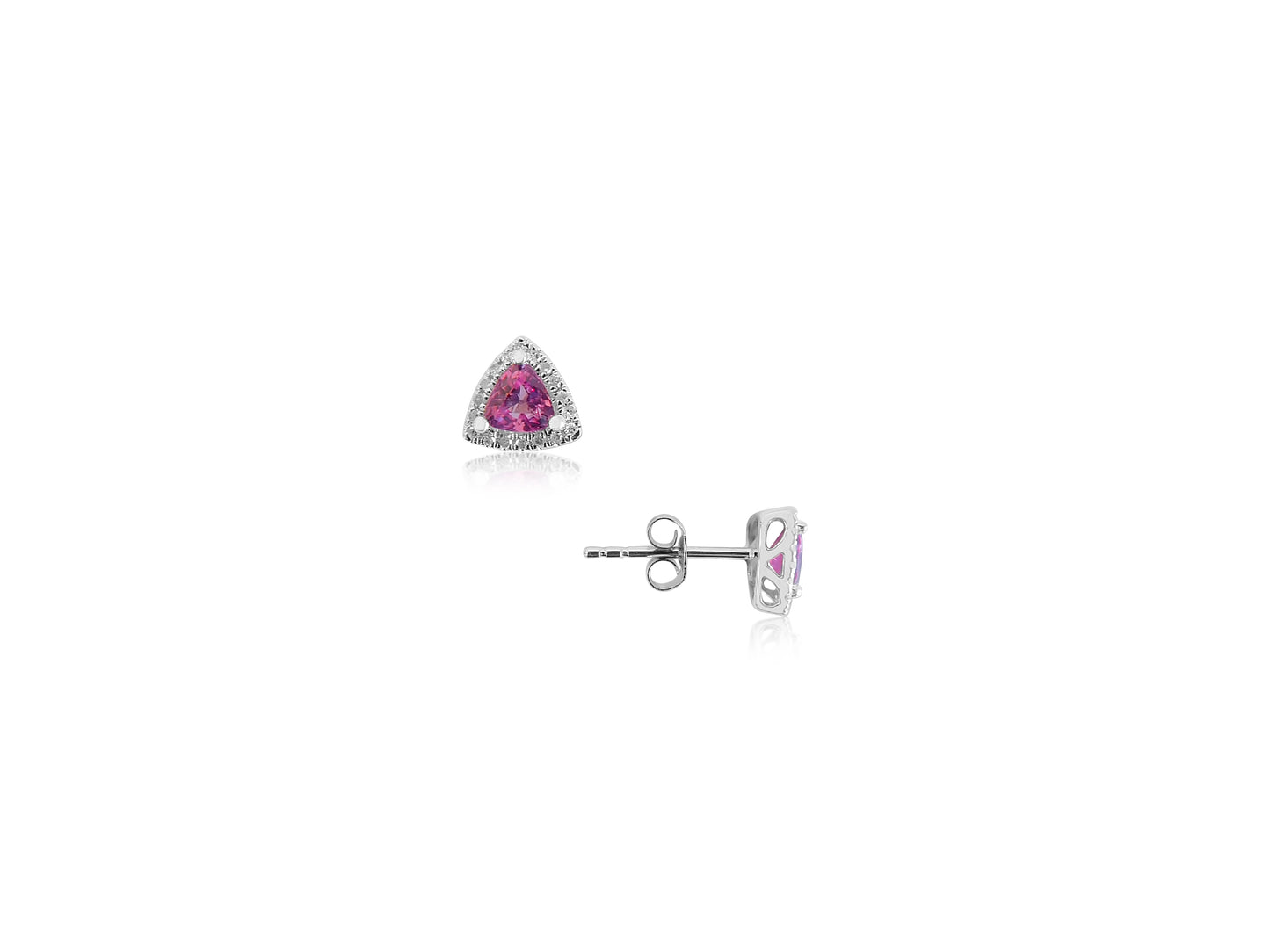 Pink Sapphire and Diamond Stud Earrings