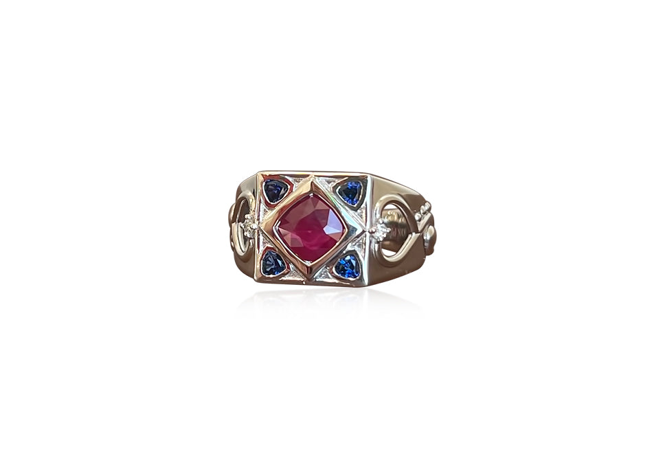 Ruby Sapphire Platinum Ring