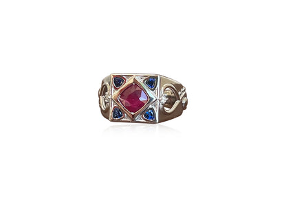 Ruby Sapphire Platinum Ring