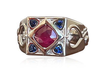 Ruby Sapphire Platinum Ring