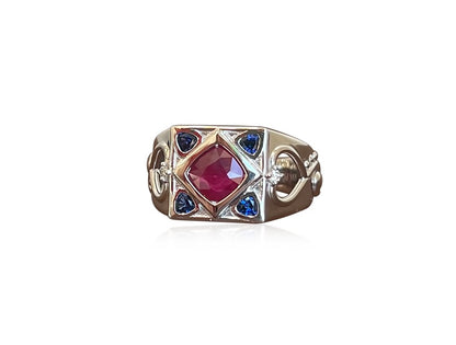 Ruby Sapphire Platinum Ring