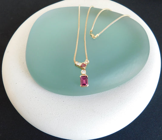 Rhodolite Garnet Diamond Necklace