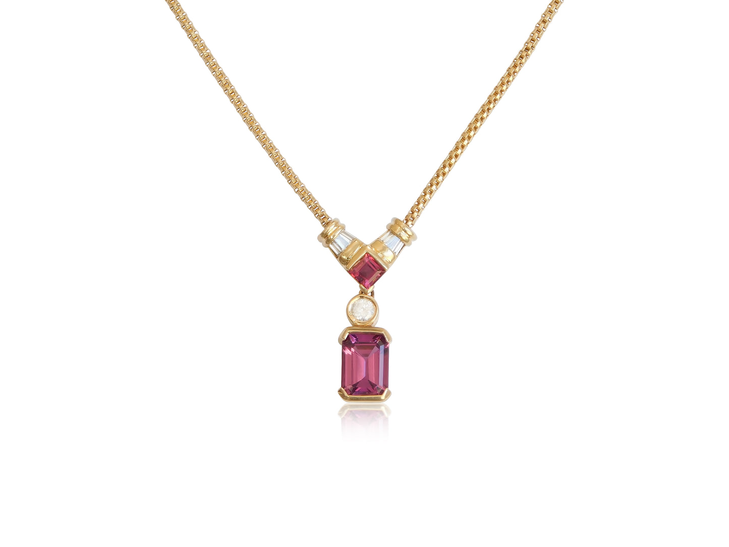 Rhodolite Garnet Diamond Necklace