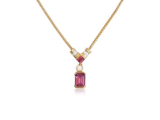 Rhodolite Garnet Diamond Necklace