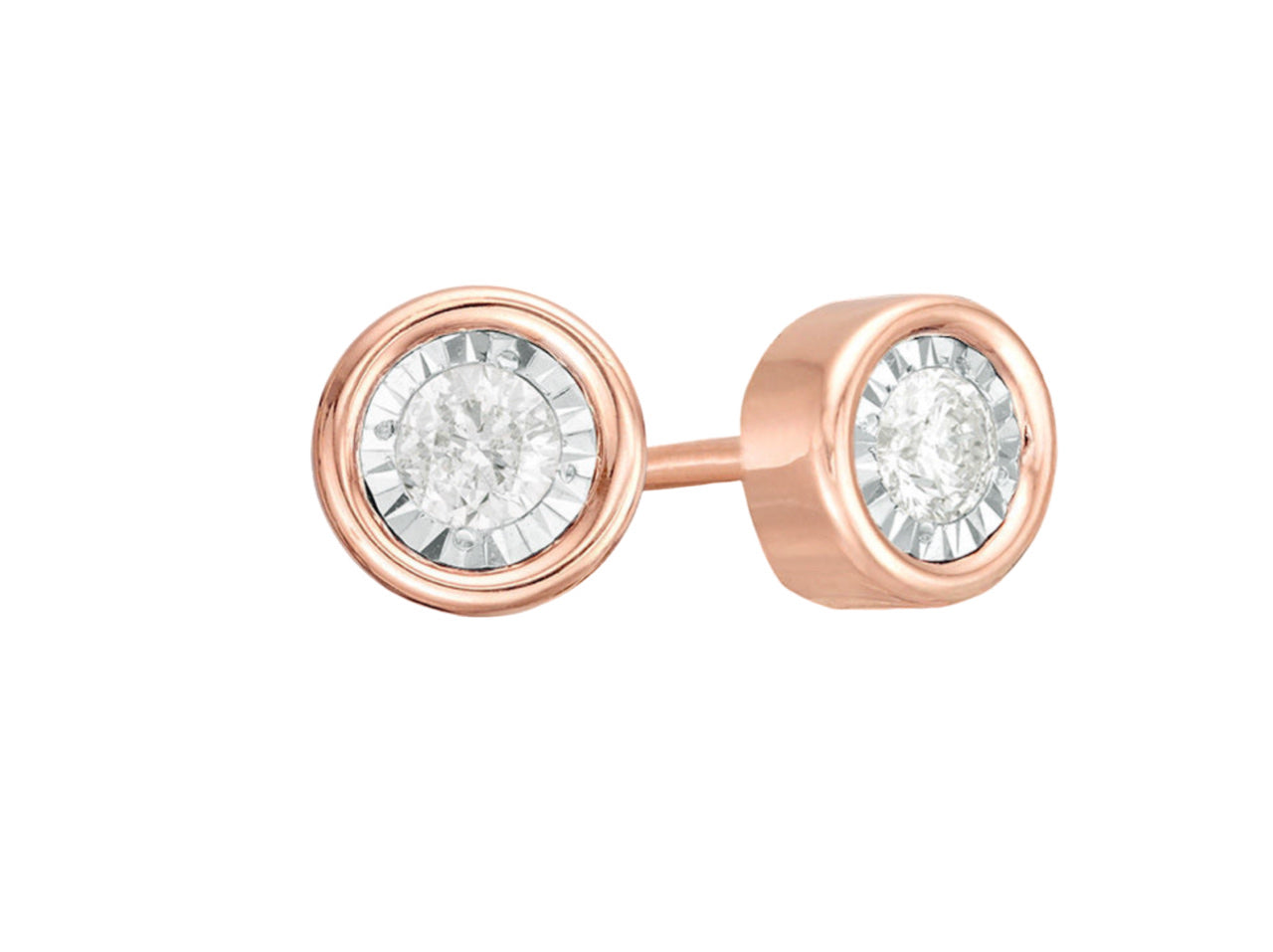 Illusion Diamond Studs in Rose Gold Bezel