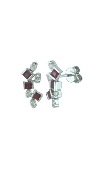 Ruby and Diamond Scattered Vine Earrings