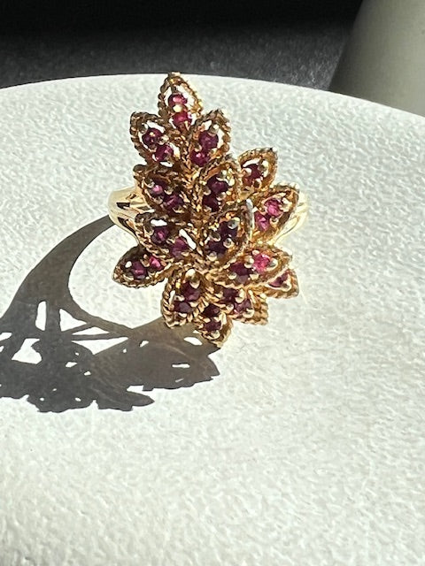 Ruby Mid Century Cocktail  Ring