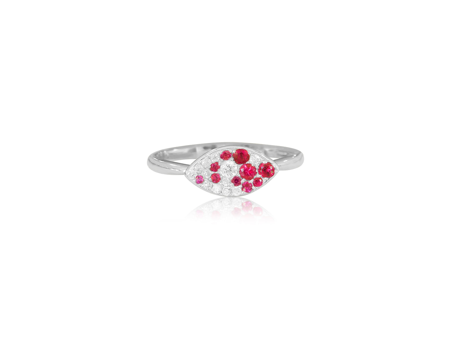 Ruby and Diamond Concave Disc Ring