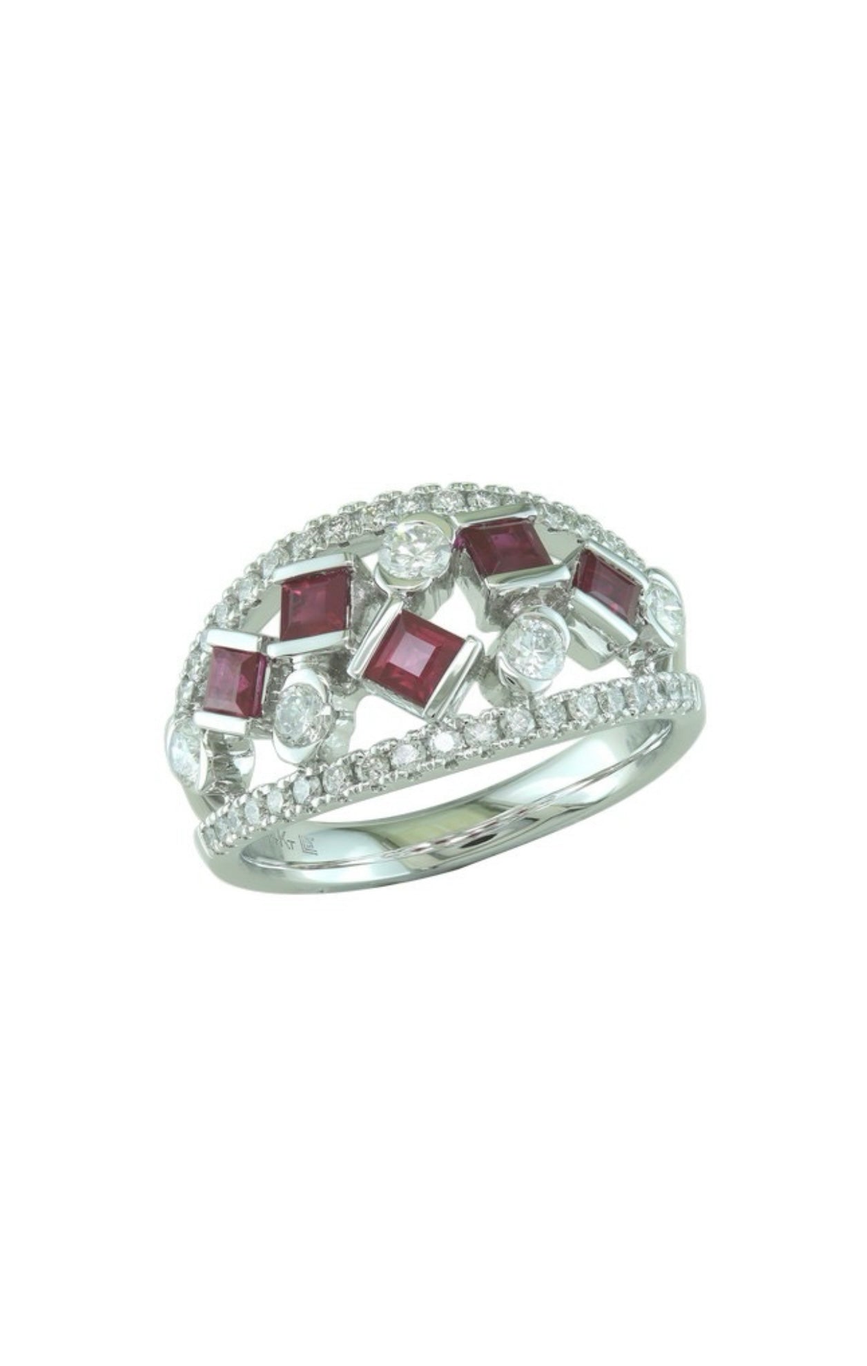 Ruby and Diamond Scattered Bridge Ring