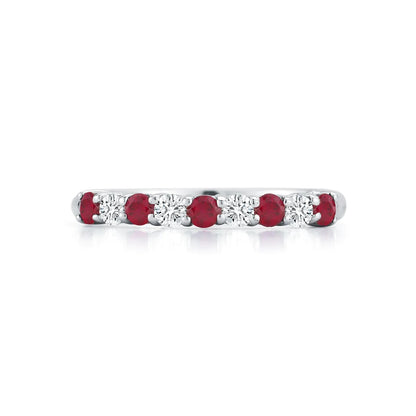 Ruby and Diamond Alternating White Band