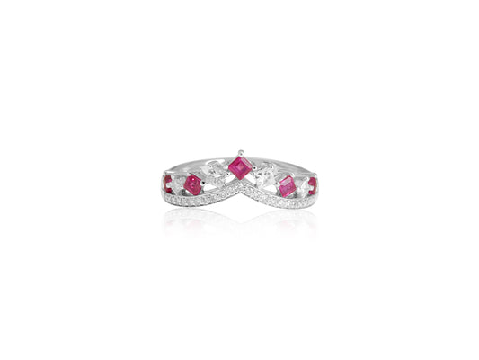 Square Ruby and Diamond Band