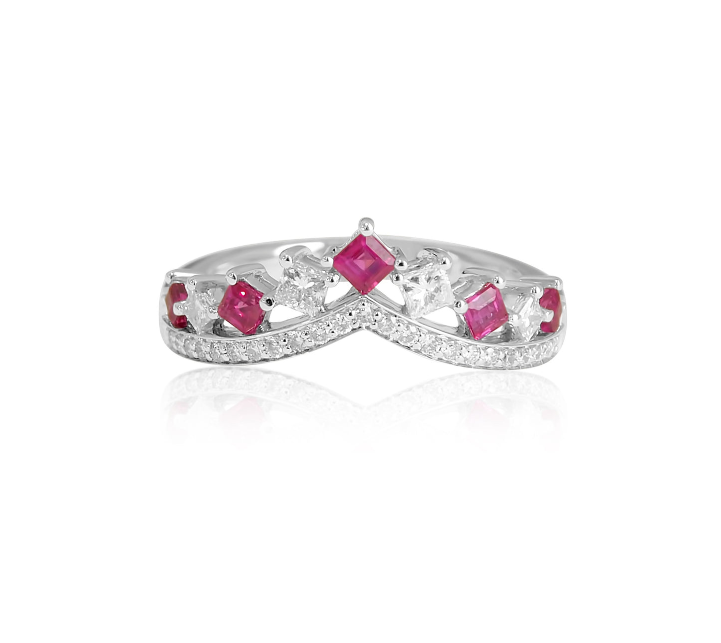 Square Ruby and Diamond Band