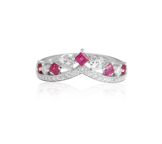 Square Ruby and Diamond Band