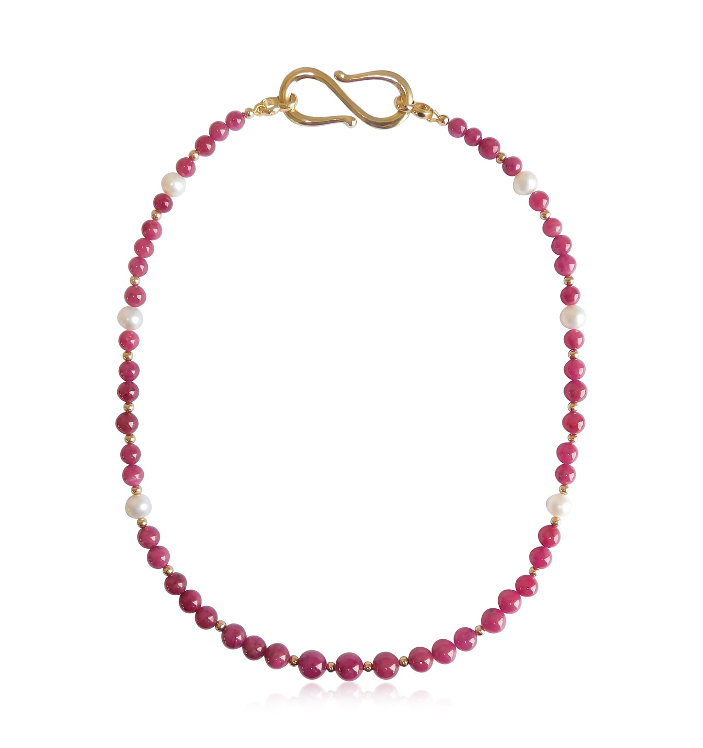 Gorgeous Ruby Pearl Gold Necklace