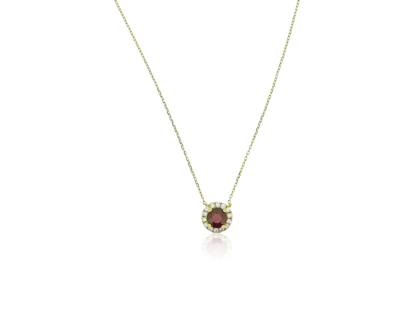 Ruby Halo Gold Necklace