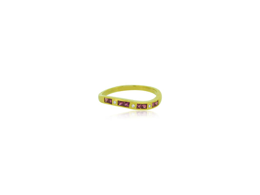 Ruby Diamond Curve Stacking Band
