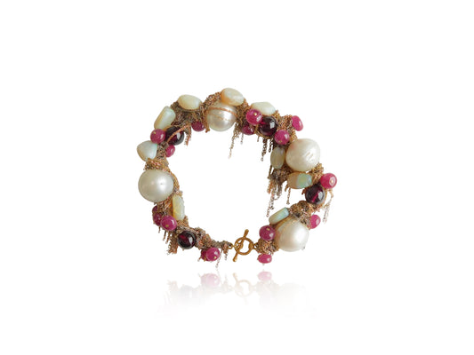 South Sea Pearl and Fine Gemstone Fringe Bracelet