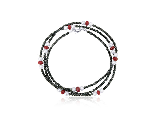 Spinel Ruby Pearl Long Necklace