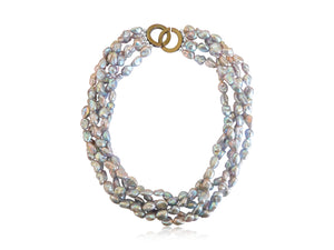 Grey Iridescence Keshi Pearl Multi Strand Necklace