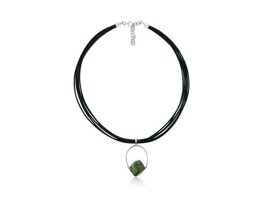Opal Cube Leather Necklace