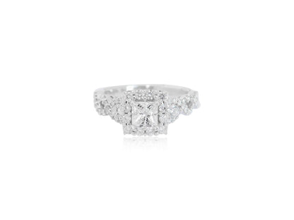 Infinity Square Cut Engagement Ring with Halo