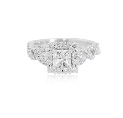 Infinity Square Cut Engagement Ring with Halo