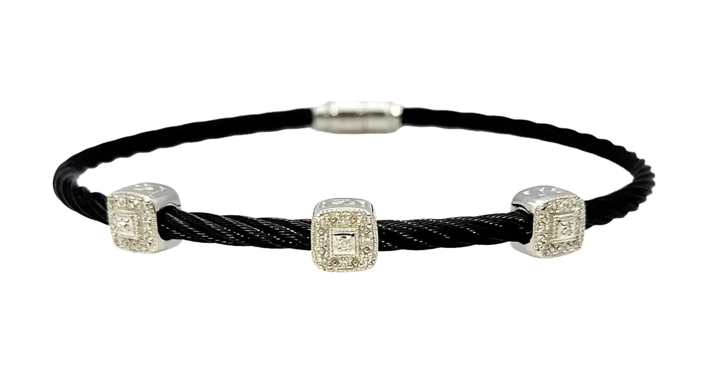 Charriol Diamond Stationary Stainless Steel Bracelet