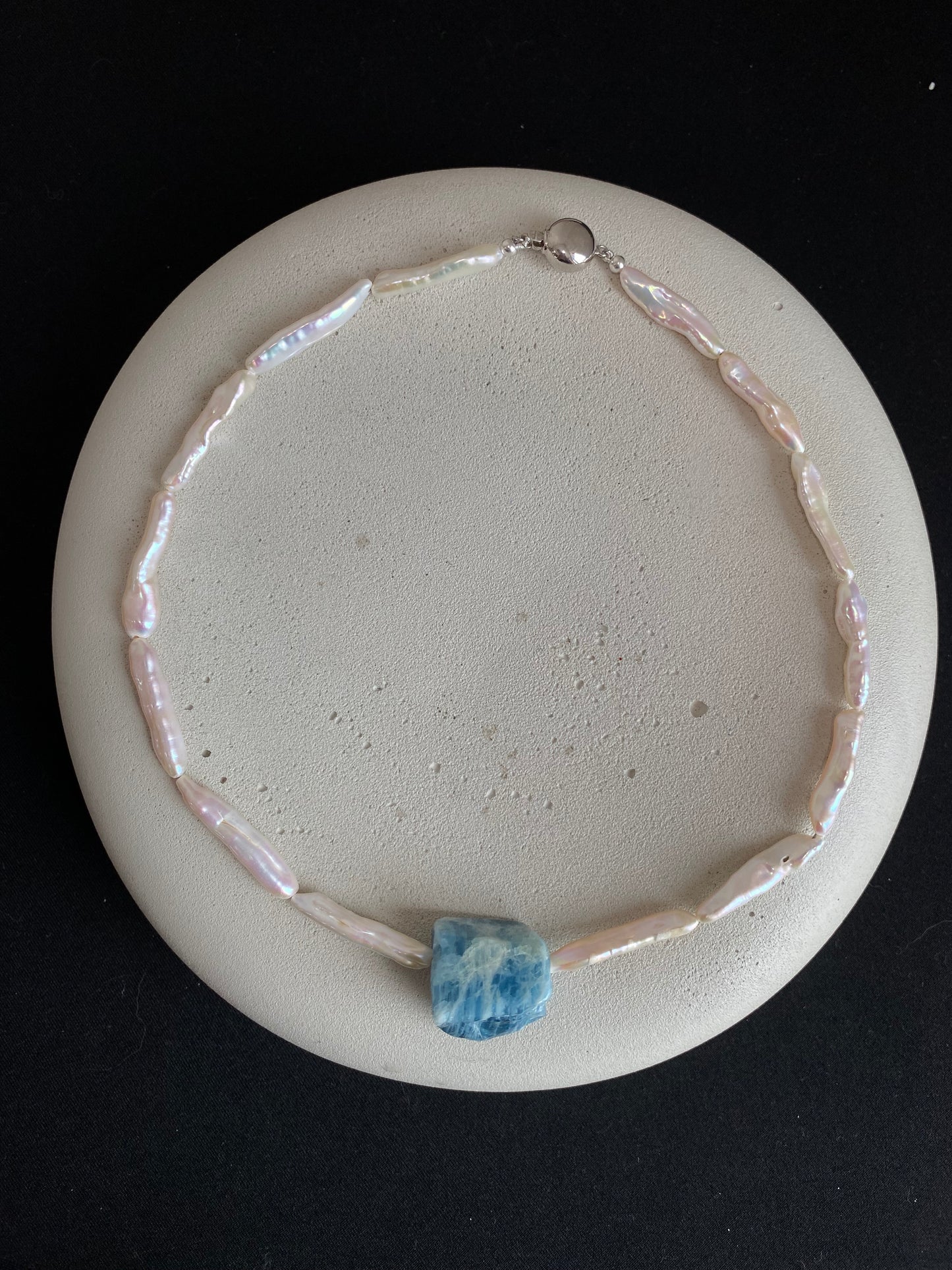 Aquamarine Nugget Pearl Necklace