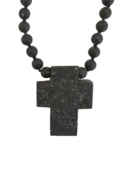 Einstein Cobblestone Cross Necklace