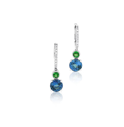 Tsavorite Tanzanite Diamond Earrings