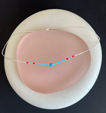 Coral Turquoise and Liquid Silver Necklace