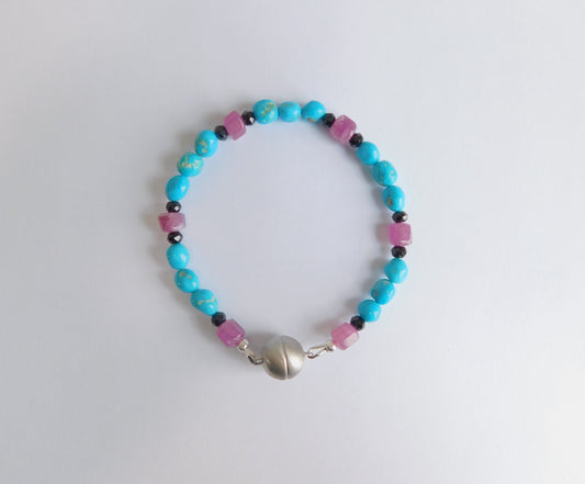 Turquoise Ruby Cylinder Bracelet
