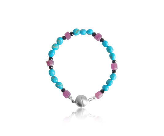 Turquoise Ruby Cylinder Bracelet