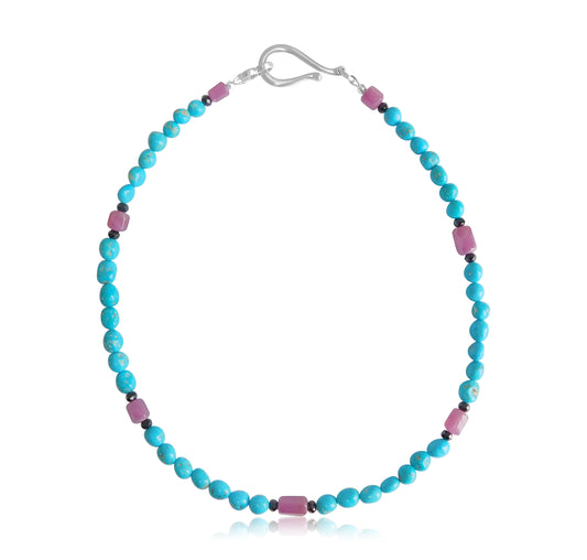 Turquoise Ruby Cylinder Necklace
