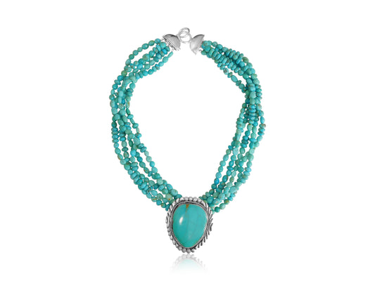 Vintage Turquoise Pendant with Turquoise Multi Strand