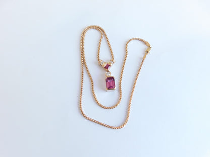 Rhodolite Garnet Diamond Necklace