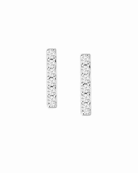 Diamond White Gold Bar Earrings
