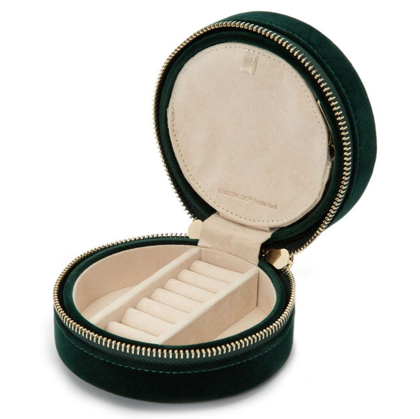 Round Zippered Jewelry Case Forest Green