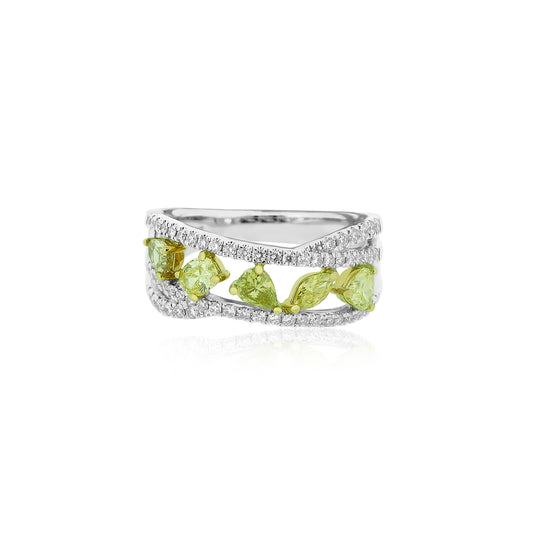 Fancy Yellow Diamond Scatter Ring