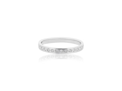 Diamond Brushed White Gold Band