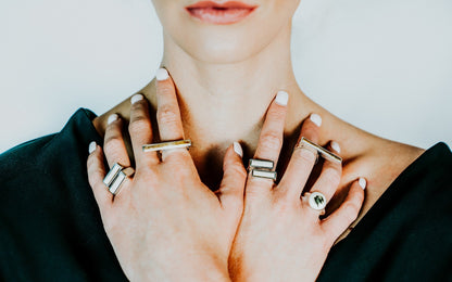 Fossilized Woolly Mammoth Ivory Bar Ring